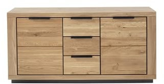 möbelando Sideboard >GRENO< Fronten in Wildeiche massiv geölt, Zeitlose Optik, in den Maßen ca. 163 x 80 x 40 cm (B/H/T) - mit optimalen Stauraum für Ihr Zuhause - Kommode Schrank Highboard