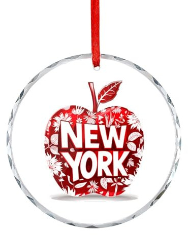 I Love New York City Christmas Ornament Xmas Crystal Glass Hanging Decorations for Christmas Tree Home Party