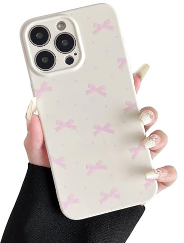 ZTOFERA Case for iPhone 13 Pro Max, Cute Cool Ribbon Bowknot Pattern Soft Silicone Case, Slim Lightweight Shockproof Protective Bumper Cover for iPhone 13 Pro Max 6.7 - Beige