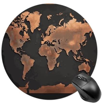 Round Mousepad with Non-Slip Rubber Base MouseMat Washable Waterproof Gaming Mousepad Rust World Map Mice Pad for Computer Office Desk Accessories 7.8x7.8 Inches