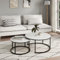 Couchtisch 2er Set rund aus Holz, Wohnzimmertisch Modern, Beistelltisch Set 2 in 1 mit Metallgestell für Wohnzimmer Büro Beistelltisch Loft Design Twin | Weiß