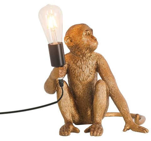 TONGNIDA Tischlampe in Form eines Affen Design-Tischlampe aus Kunstharz mit Druckschalter für Schlafzimmer, Wohnzimmer (gold)