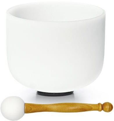 TRAYAYA 396Hz Solfeggio Frequency Kristall Klangschale G Note 8 Zoll | Frosted Quartz Crystal Singing Bowl G4 Note Throat Chakra for Klangheilung Sound Bath Meditation