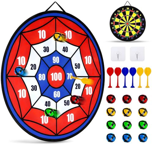 29 Reversible Dartscheibe für Kinder, Outdoor Spielzeug ab 3 4 5 6 7 8 9 10 Jahre Junge Mädchen Outdoor Spiele für Kinder Wurfspiel Geschenk Mädchen Junge 3-10 Jahre Garten Kinderspielzeug
