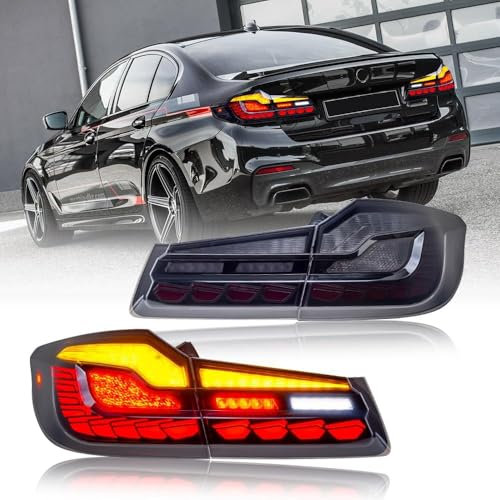 KPIRXO Auto Rückleuchten für BMW 5 Series Seden G30 M5 F90 530 540 M550 2017-2023, Rückleuchten Heckleuchte Set - Bremsleuchten Lenkung Rücklicht, Lower Bumper Rückleuchte Rückleuchten Montage
