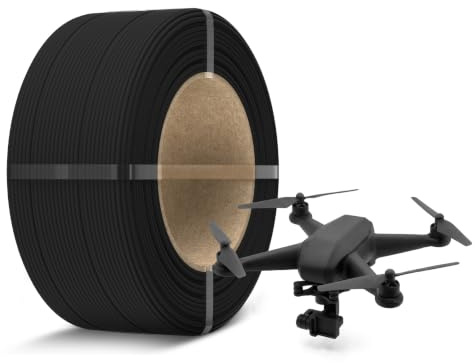 Inslogic Vorgetrocknetes PA6-CF Filament 1,75mm, Schwarz, 500g, ohne Spule | 20 % Carbonfaser, leicht, Ultra Stark & Hitzebeständig, Industriequalität, verschleiß- & schlagfest, Wenig Verzug, Technik