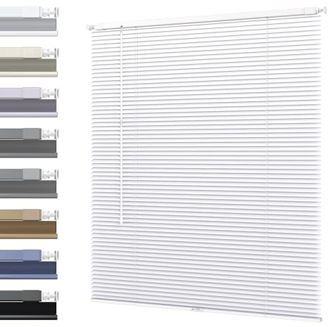 SLKWDOBD Cordless No Drill Aluminum Blinds for Window, No Tool Room Darkening 1 inch Horizontal Blinds with Anti-UV, Light Adjustment Waterproof Easy Installation for Home, Office, Matt White