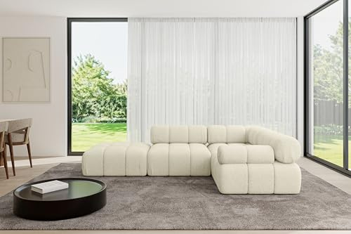 ALTDECOR Modulares Sofa Ecksofa in L-Form Corner modular Sofa Eckcouch Couch Wohnlandschaft Cauchsofa Polstersofa Felto-L1-285x190x70 cm Beige