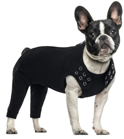 PUMYPOREITY Body para perros con piernas, body suave antilamer para las piernas traseras, largo quirúrgico, vendaje para patas traseras, protección (negro, M)