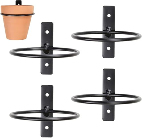 Daaxing 4 Pack 4/5/6/8 Inch Wall Plant Pot Holder,Metal Flower Pot Holder Rings Hangers Racks for Home, Garden, Balcony, Yard (6 Inch)