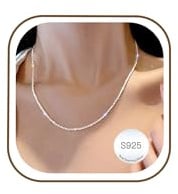 Avotto Silber Ketten Halskette Damen 2mm Kette Silber Diamant Glänzende Halskette Silber Ketten für Damen 14 16 18 20 22 24 26 28 Zoll