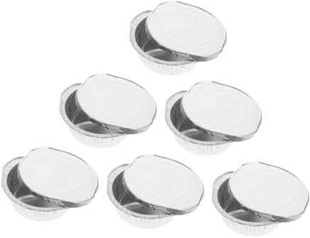 SHINEOFI 6 pièces Lot de Casseroles Jetables Aluminium avec Couvercles Résistantes à Haute Température pour Barbecue Cuisson Camping et Pâtisserie