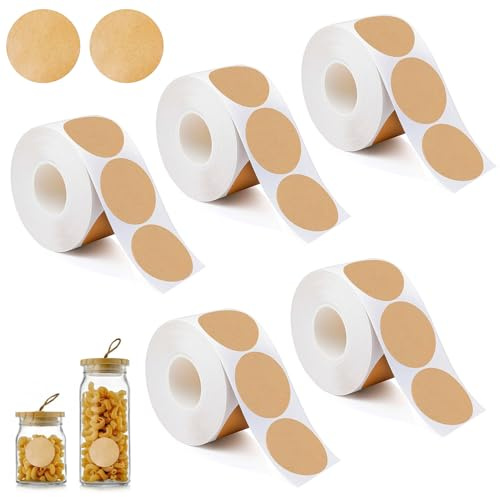 2000 Stück Kraftpapier Aufkleber,25×25mm Etiketten Rund Preisetiketten | Khaki runde aufklebers,Braun Aufkleber Punkte für Büro,Geschäft,Zuhause,Klassenzimmer und Markierung (Kraftpapier Braun)