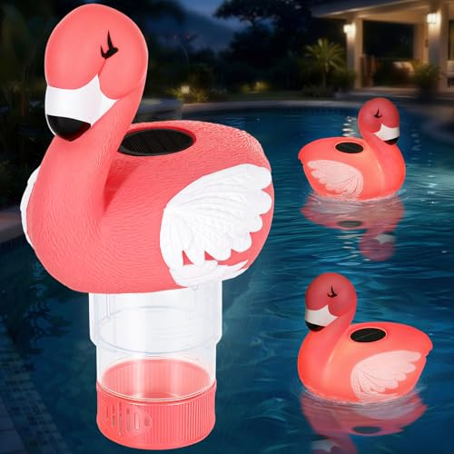 Housolution Solar Pool-Chlor-Floater,chwimmender Chlorspender,Flamingo