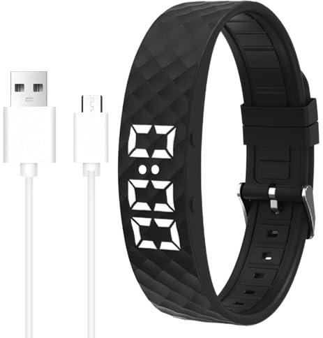 Vespire Pro-Sleep Vibrationswecker Armband, Tragbares Armband mit bis zu 8 täglichen Alarmen, Sanftes Aufwachen für gesünderen Schlaf, Ideal für Partner und Tiefschläfer (Schwarz)