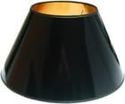 Tisch-Lampenschirm, *Lucidoro X*,konisch/Lackkarton schwarz, innen goldfarben kaschiert/Seidenglanz Gestell goldfarben !!!Du=35cm/Do=16cm/H (schräg)=18/Vertiefung E27 Haltung 3,5cm / HANDARBEIT