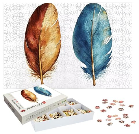 Puzzle 3000 Teile Erwachsene, Feder Puzzle 3000 Teile, EIN Herausforderndes Rätsel, Bunt Holzpuzzle Erwachsene mit Exquisiter Verpackungsbox, Puzzlespiele für Die Ganze Familie, Geschenke, -7780