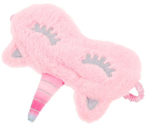 Hemobllo Rosa Plüsch Schlafmaske mit Einhorn Motiv Flexibler Augenschutz mit Elastischem Band für Reisen und Nickerchen Bequeme Nacht Augenschutz Augenmaske