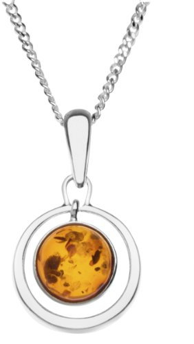 InCollections Damen-Anhänger 925/000 Sterlingsilber mit Bernstein inklusive Panzerkette 42 cm