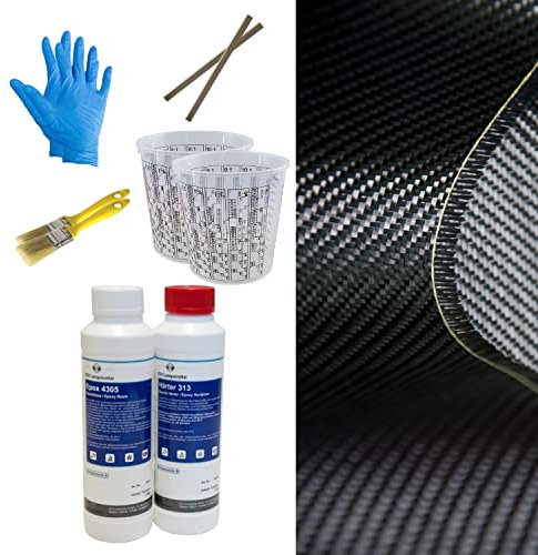 DD Composite Carbon Komplett-Set 0,5m² Köper Epoxidharz transparent Carbongewebe Top Qualität einzigartige Optik individuelles Design echte Kohlefaser