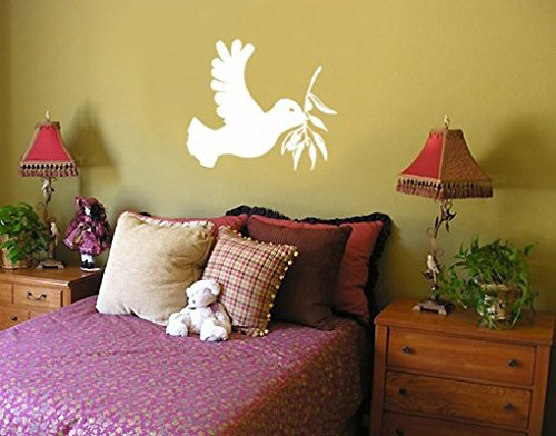 Apalis Wandtattoo No.BR117 Friedenstaube Taube Frieden Zweig Vogel Krieg, Farbe:Rot;Größe:50cm x 60cm