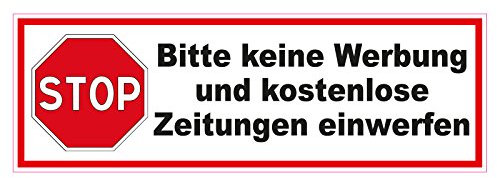 3 x Aufkleber Bitte keine Werbung und kostenlose Zeitungen einwerfen Briefkasten