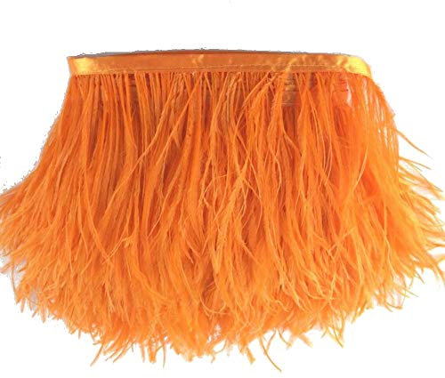 Sowder Straußenfeder-Borte, Fransen mit Satinband, für Kleidung, Kostüme, Nähen, Dekoration, 183 cm Orange