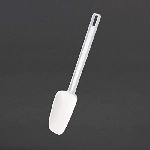 Vogue Spoonula ABS Handle EVA Blade 255mm, White | Combines spoon and spatula functions for baking, scraping and scooping; lightweight 50g tool provides precise control.