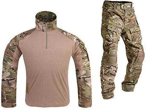 Mensche Militär Kleidung Paintball Kriegsspiel Kampf Gen3 Taktisch Uniform Hemd Hose Kniepolster Multicam MC (XXL)