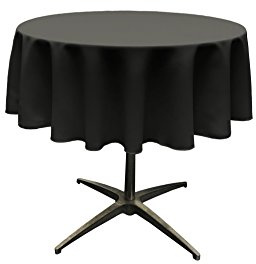 LA Linen Poplin Round Tablecloth, Polyester, Black, 51-Inch