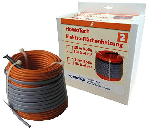 Elektrische Fußbodenheizung HoWaTech Profi Komplett Set TWIN Heizdraht 12 W/m zum individuellen Verlegen, Länge & Fläche:1-1.5m²
