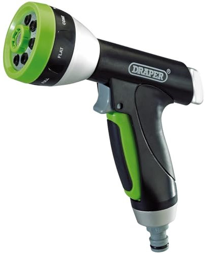Draper 7 Pattern Hose Pipe Spray Gun | Garden Hose Nozzle | Watering Tool | Lockable Trigger | Universal Connector | 25293