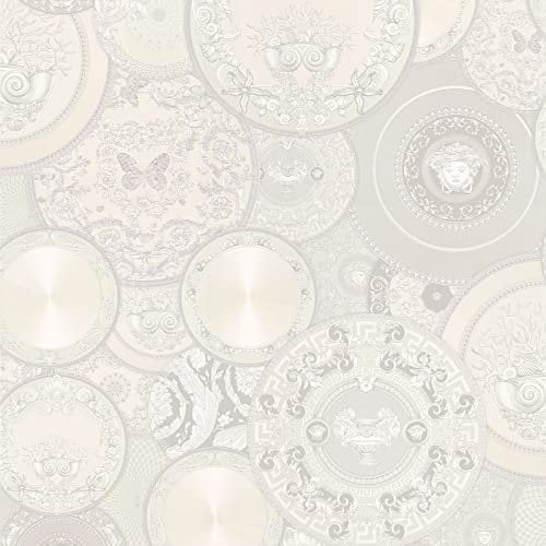 VERSACE WALLPAPER Vliestapete Les Etoiles de la Mer 2 Luxustapete 10,05 m x 0,70 m grau metallic weiß Made in Germany 349014 34901-4