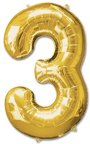 16 Gold Number 3 Foil Balloons Air Filled Self Inflating Birthday Anniversary Wedding Party Banner Decorations
