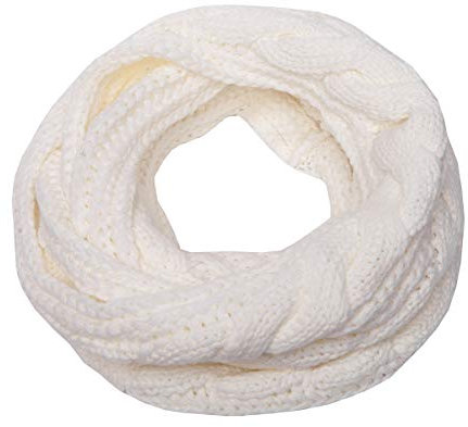 Damen Schal mit Unendlichkeitssymbol, dick, gerippt, weich - Weiß - Eins Seite