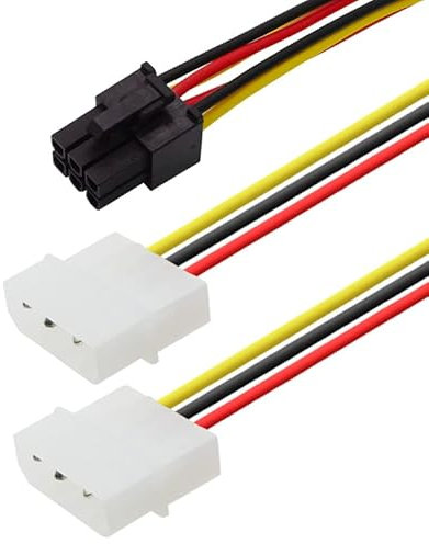 CABLEPELADO Cable alimentación 4 Pines Macho Molex a 8 Pines PCI Express | Cable de Fuente de alimentación a Tarjeta gráfica | 8 Pin PCI | 15 cm (6 Pines PCI - 2 Molex)