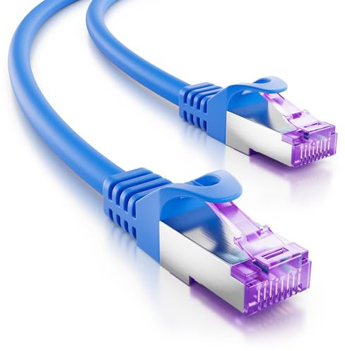 deleyCON 20m CAT7 Netzwerkkabel - 10 Gigabit - RJ45 Patchkabel Ethernet Kabel (Kupfer, SFTP PiMF Schirmung) - für Highspeed LAN DSL Switch Modem Router Patchpanel CAT7 CAT6 CAT5 - Blau