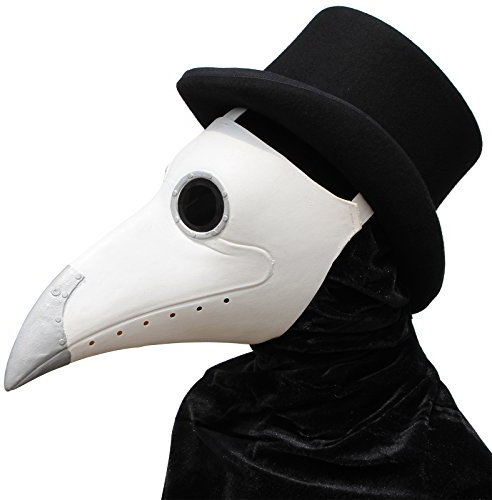 PartyCostume - Weiße Pest Arzt Maske - Lange Nase Vogel Schnabel Steampunk Halloween Karneval Kostüm Requisiten Maske