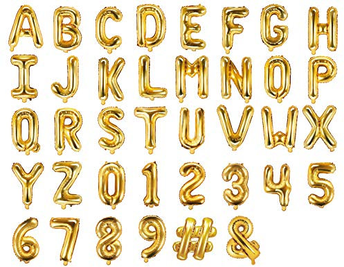 Folienballon Buchstaben Zahl 35cm Luftballon Geburtstag Hochzeit Babyparty Silvester Dekoration, Farbe: Gold, Größe: Zeichen - #