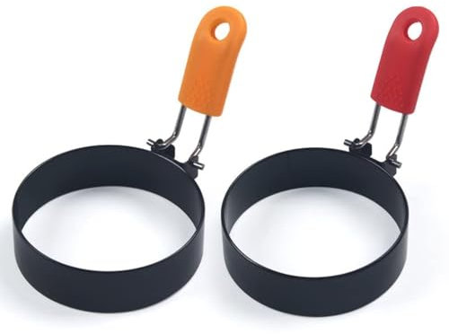 Round Egg Rings Non Stick Stainless Handle EPRHY Fried and Poached Egg and Nonstick Pancake Cooking Rings 2Pcs