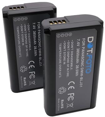 2 x Dot.Foto DMW-BLJ31 Premium High Capacity 7.4v / 3850mAh Rechargeable Battery for Panasonic Lumix DC-S1, DC-S1R