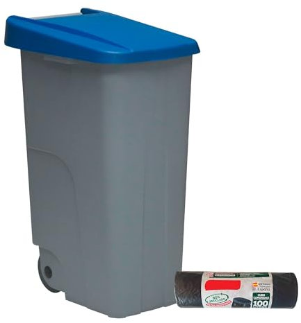 Denox DEN025 Contenedor Reciclo 85 litros Cerrado, Azul, 420x570x760 mm