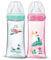 DODIE Lot de 2 Biberons Anti-Coliques Tétines Rondes 330ml +6 mois 3 vitesses Débit 3 - Rose et vert