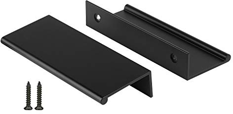 Peaha 10 Pack Black Cabinet Pulls Kitchen Handles 3 inch Aluminum Alloy Edge Finger Pull Dresser Drawer Handles