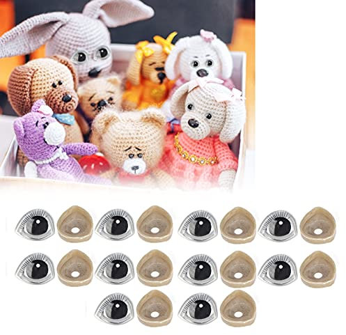 20*24 mm Glasaugen zum Basteln Groß, 10 Sets Sicherheitsaugen Oval Plastik Augen für Puppen Kunststoff Sicherheitsaugen Augen für Häkeltiere zum Annähen Harz Cartoon Augen, für Bären Puppen DIY Machen