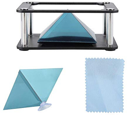 Zhiyavex 3D Holographic Display Stands Pyramid Projector, 3.5-6in Smartphone Hologram, Black, Wi-Fi/Bluetooth, ABS, 103g, 1920x1080 Holographic Display