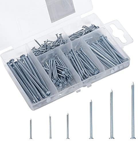 280 PCS Hardware Assorted Nails kit,Flat Head Nails,Wood Panel Pins Tacks,Construction Nails for Picture Frame Furniture Masonry Silver