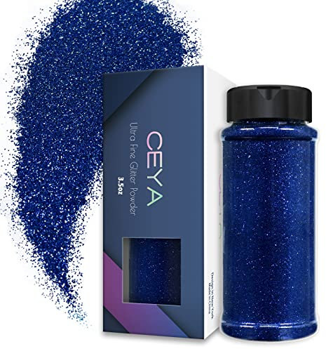 Ceya Poudre de paillettes ultra fine - 100 g - Bleu roi - Paillettes en résine - Pour loisirs créatifs - 0,2 mm - Pour verre en résine époxy - Pour nail art - Pour le visage, le corps, les festivals