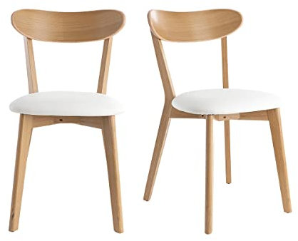 Miliboo Stühle im Eichen-Vintage und weiße Sitzfläche (2er-Set) Dove
