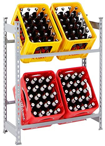 PROREGAL Getränkekistenregal Camel für 4 Kästen, HxBxT 100x80x30cm, Traglast pro Fachboden: 100 kg, Grau, Kellerregal Lagerregal Werkstattregal Garagenregal